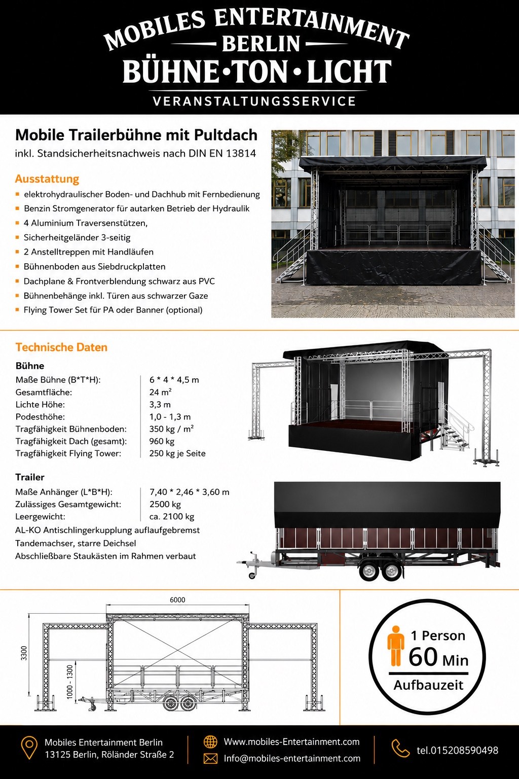 Technische Daten der mobilen Trailerbühne